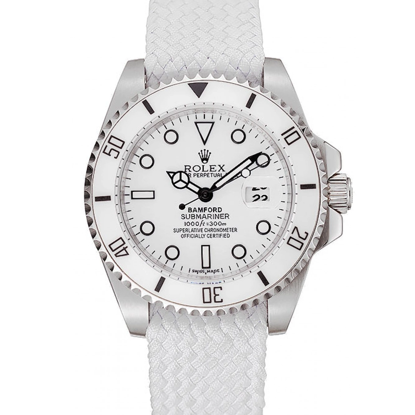 MiroTime 0812 Rolex Submariner Bamford White Dial White Fabric Bracelet 1453867